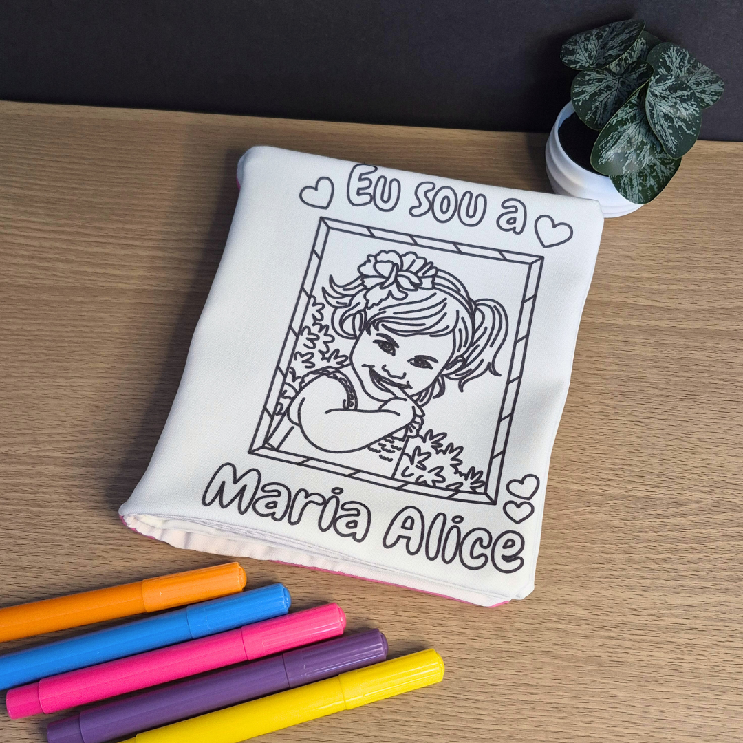 Recolore Criativo, libro pinta e lava personalizado com foto e historia da criança